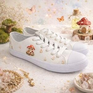 Custom Cottagecore Mushroom Sneakers Womens 9 Fairy Boho NWT